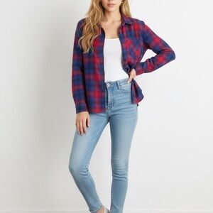 Vintage America Red and Blue Plaid Button Down Shirt